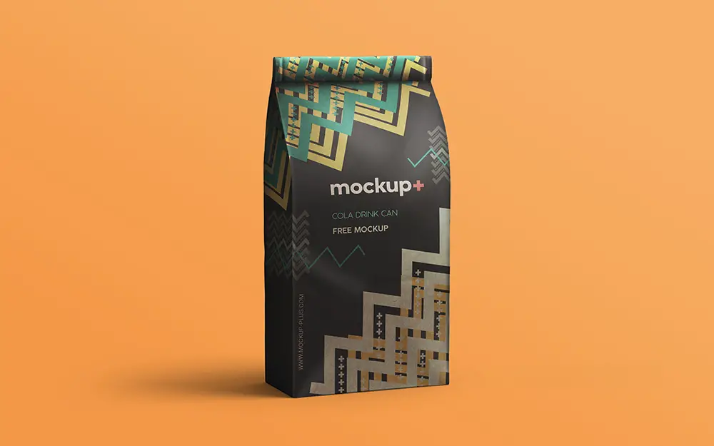 Free Coffee Bag PSD Mockup - Front View