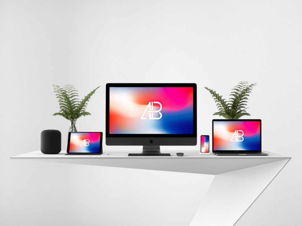 You are currently viewing Apple Devices on Desk free PSD