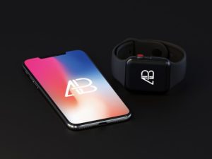 Read more about the article iPhone X with Apple Watch (Series 3) free PSD
