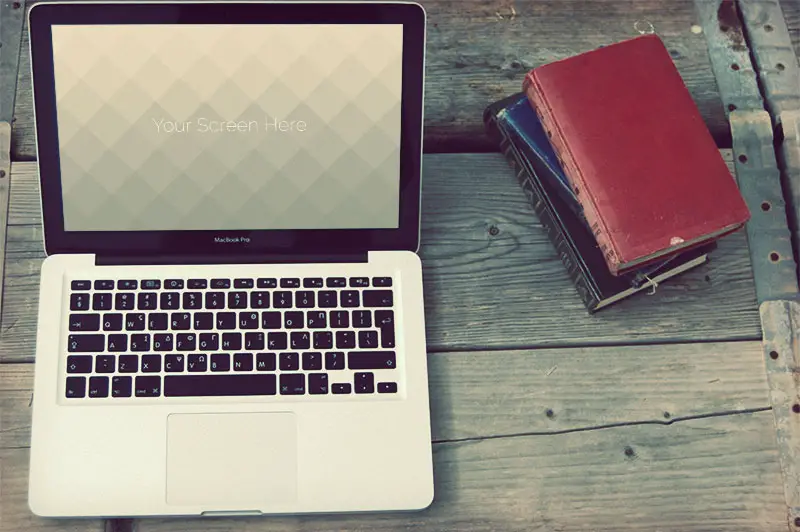 Read more about the article Vintage MacBook photorealistic free PSD Mockups