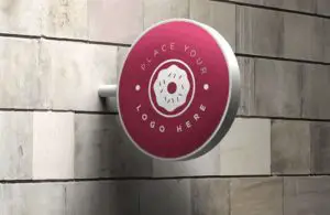 Round Wall Sign Mockup