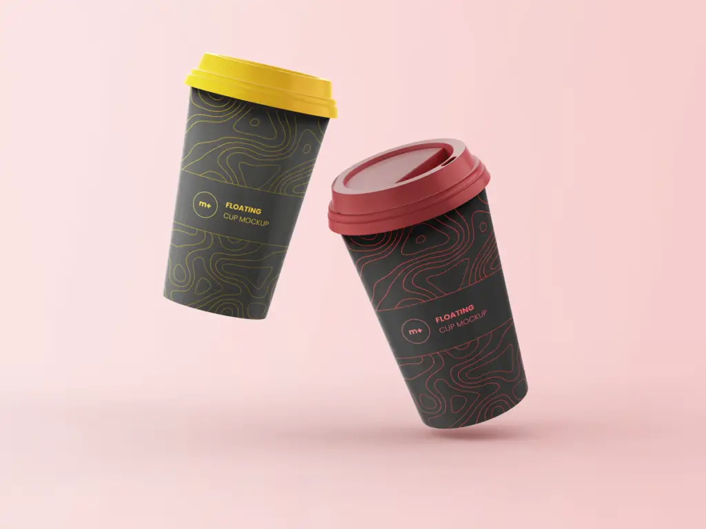 Read more about the article Floating Coffee Cups Mockup Free