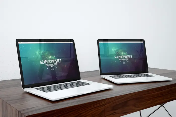You are currently viewing Two MacBook Pros on Desk Mockup