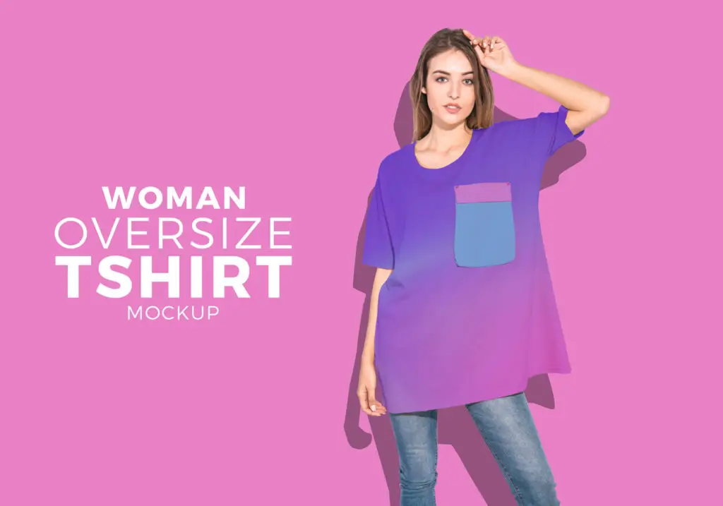 Woman Oversize T-Shirt Free Mockup
