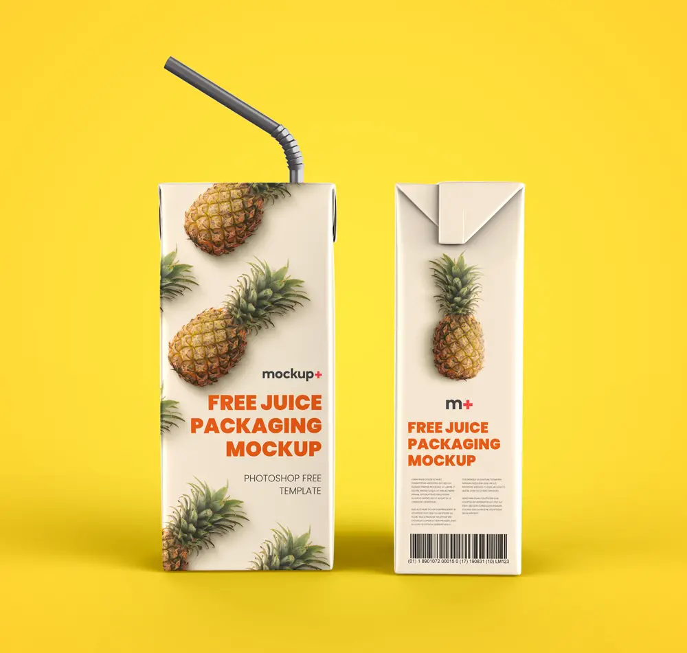 Juice Carton Packaging Box Free Mockup