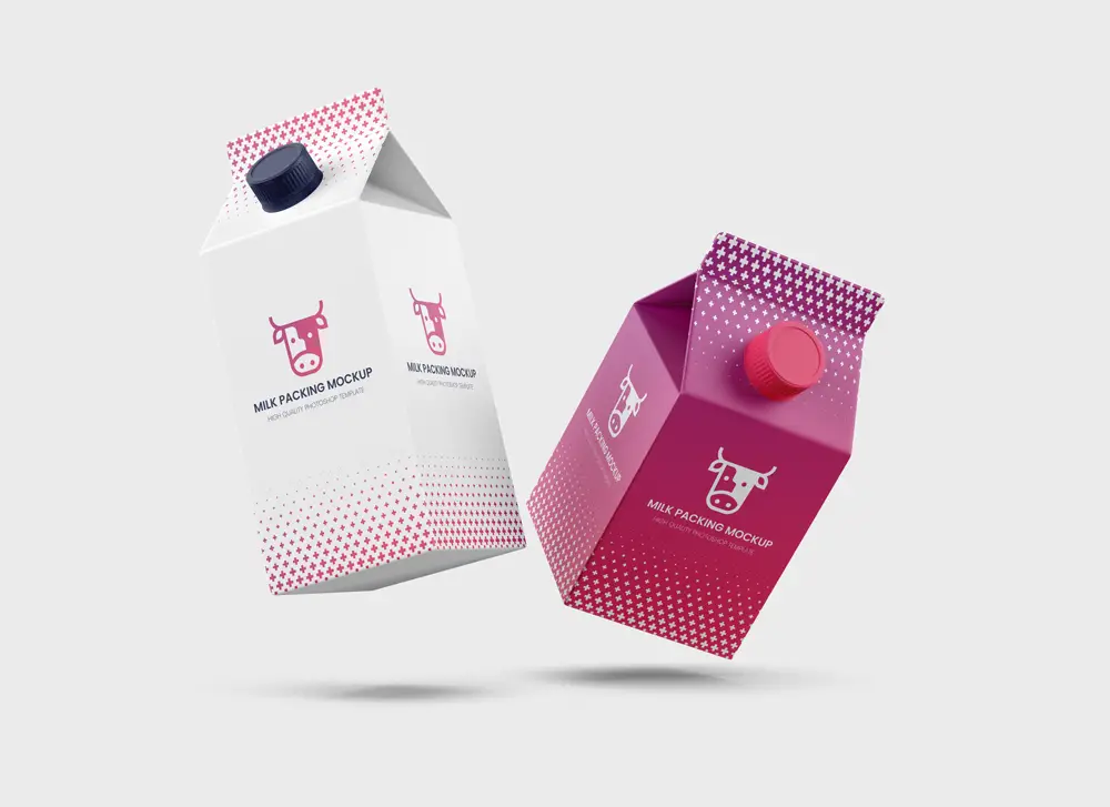 Read more about the article Flying Milk Carton Packing Free Mockup